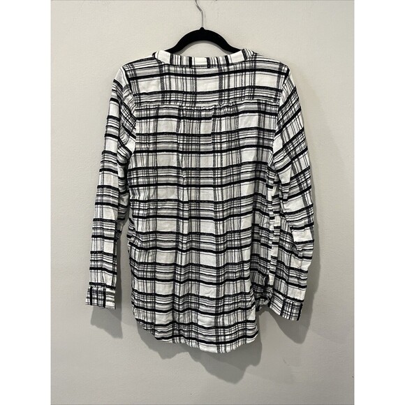 Anthropologie Women's Blouse Size 10 Black Plaid Tunic Button Down Wool Blend - Picture 2 of 10